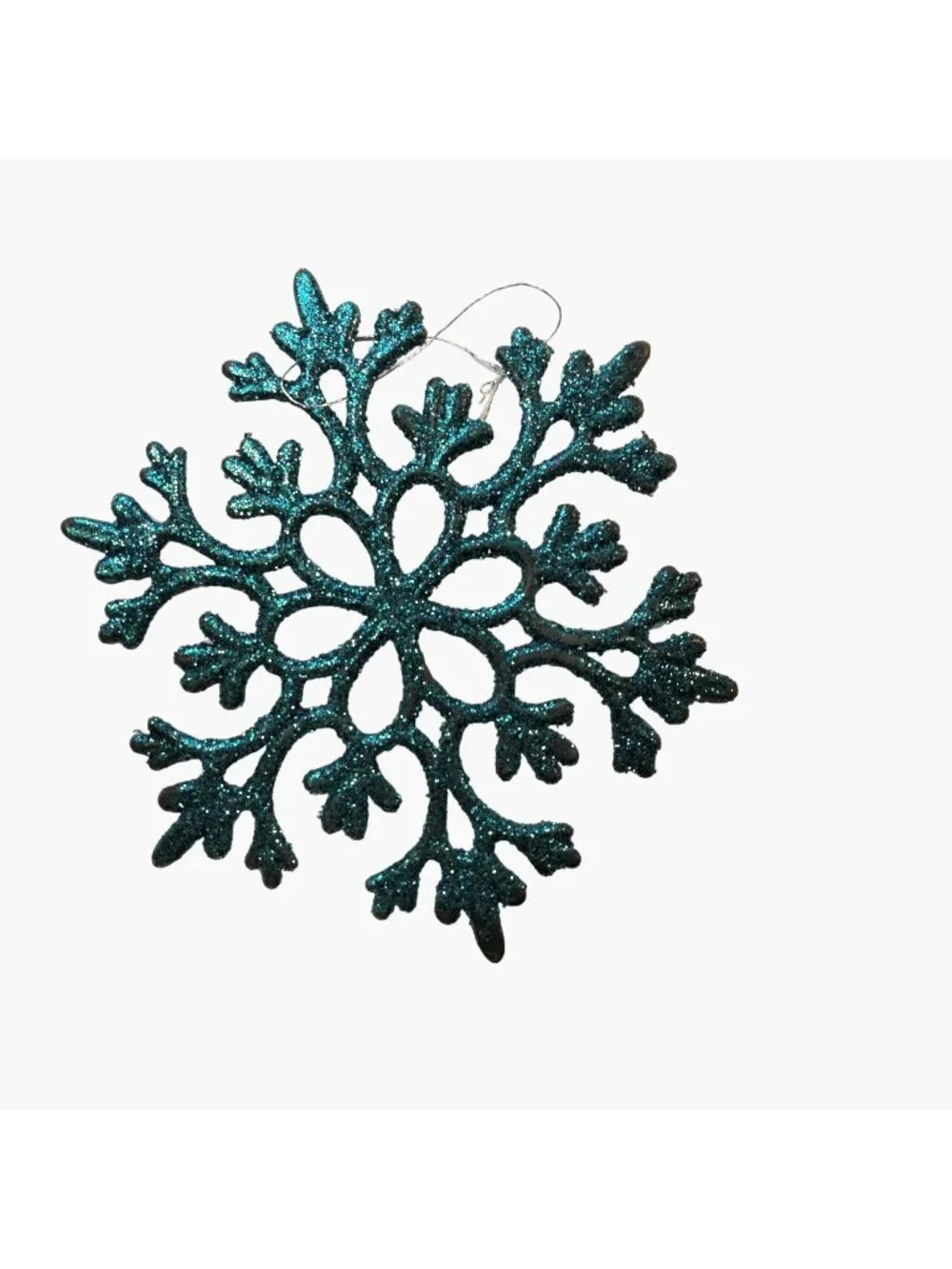 Holiday Time Blue Glitter Snowflake Christmas Ornament Winter Crafting 5 x 5 Inc